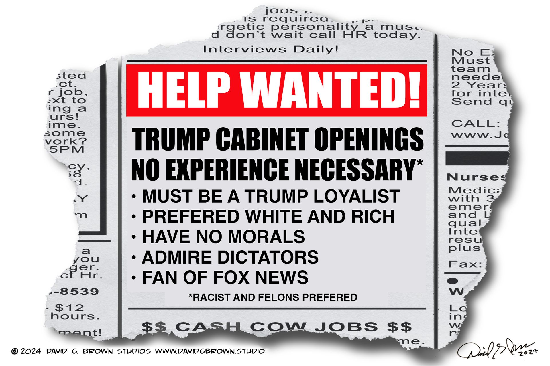 Satirical classified ad: 