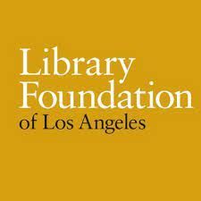Library Foundation of Los Angeles logo: white text on a mustard-yellow background.