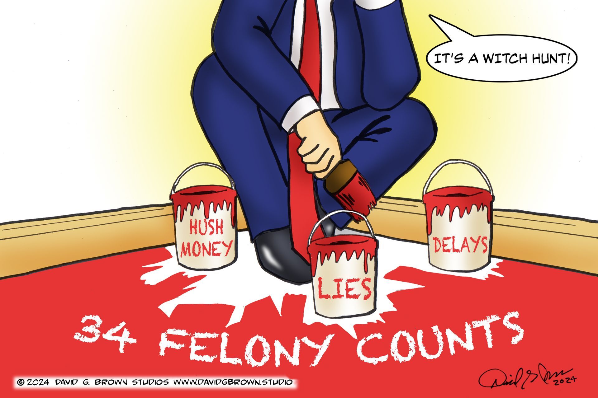 Cartoon: Man in suit paints over 