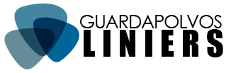 Logotipo de Guardapolvos Liniers que presenta tres formas redondeadas azules superpuestas junto al texto.