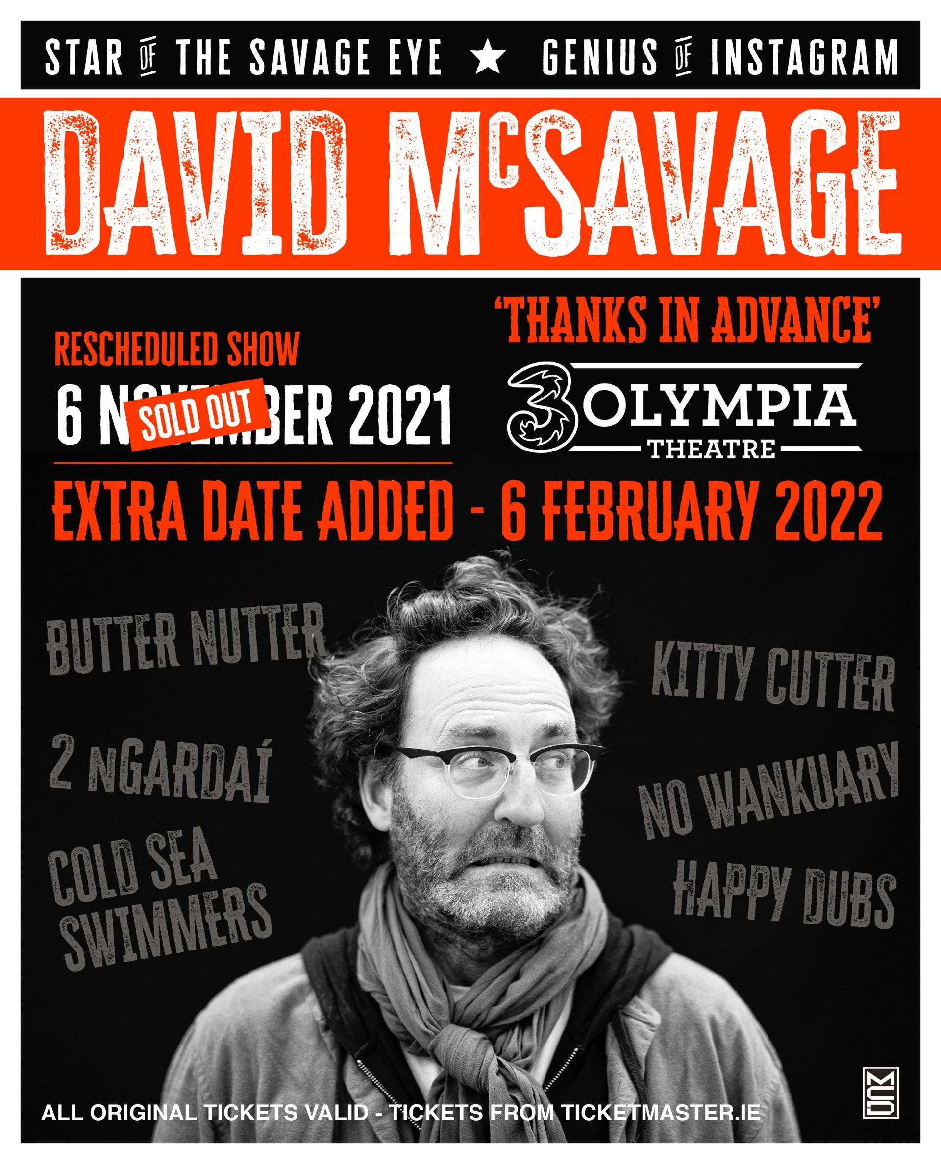 David McSavage New stand-up show Thanks In Advance  EXTRA SHOW ADDED