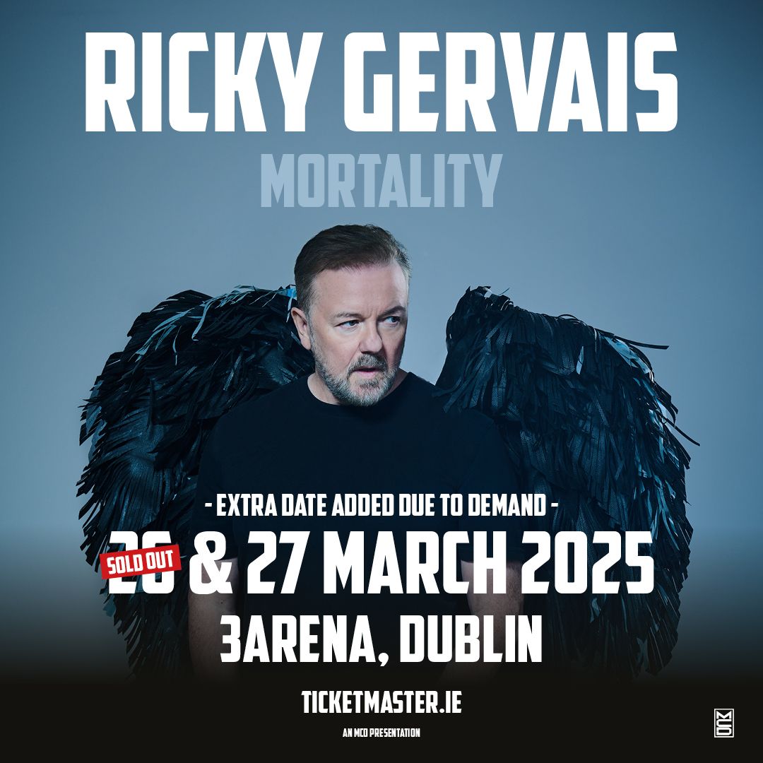 Due to demand Ricky Gervais has added an extra date at 3Arena Dublin on 27th March 2025.   

