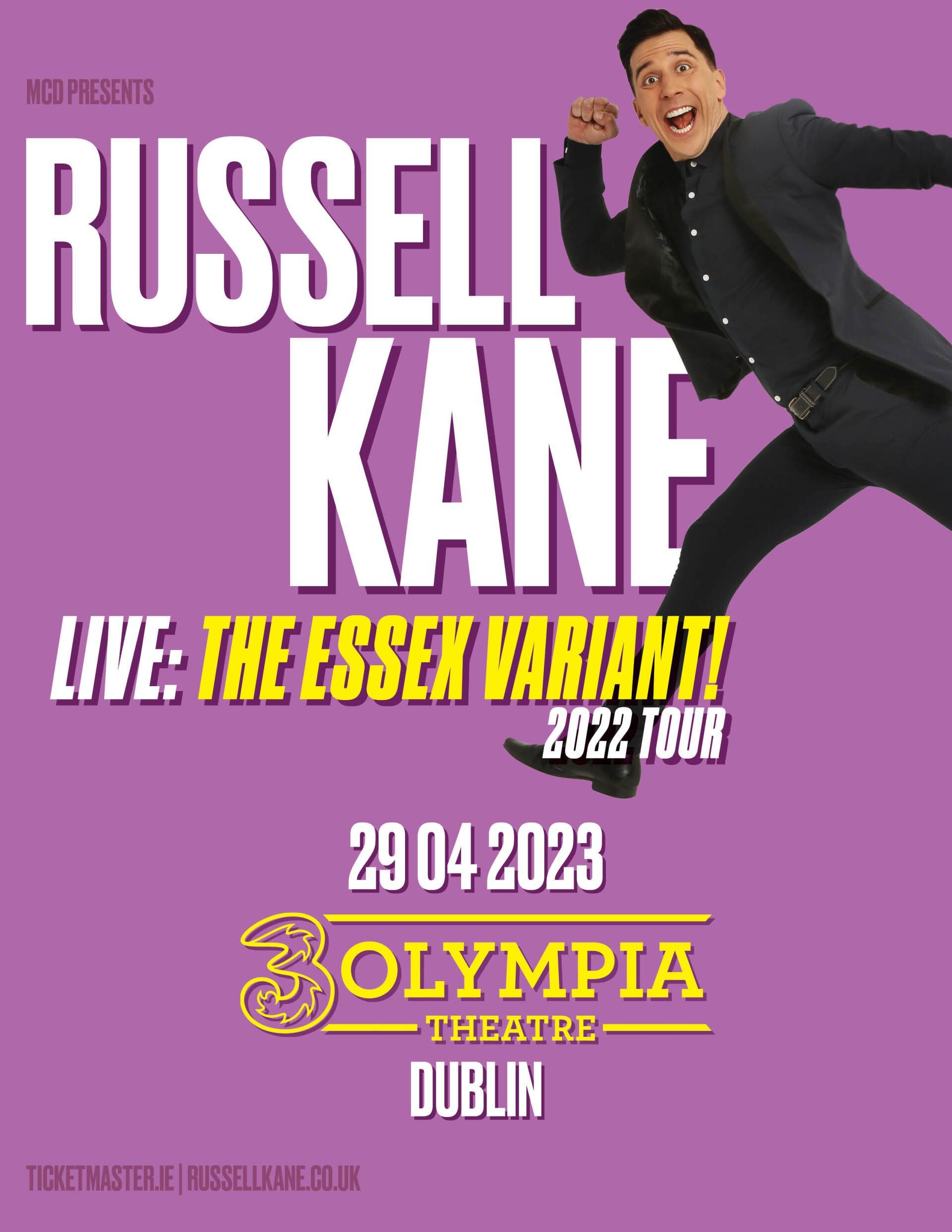 Russell Kane Live:  The Essex Variant!  COMING TO THE 3OLYMPIA THEATRE DUBLIN
