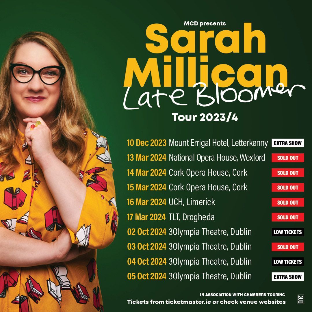 SARAH MILLICAN: LATE BLOOMER Irish Tour 2023/2024 Extra Dates Confirmed