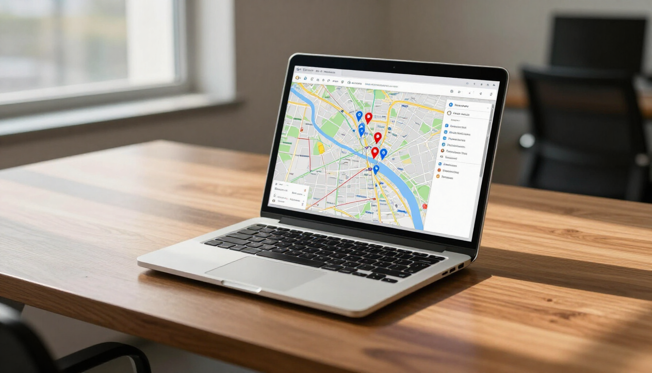 Local SEO strategy map on a computer screen.