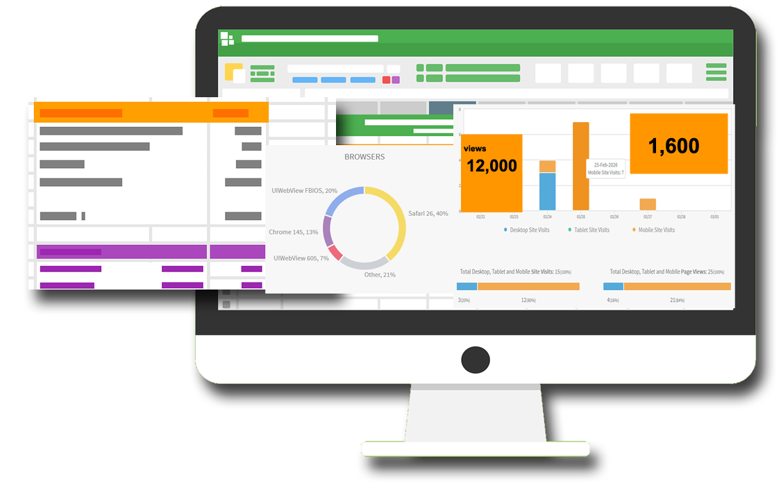 Computer screen displaying interactive data visualizations.