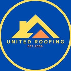 United roofing logo on a blue background