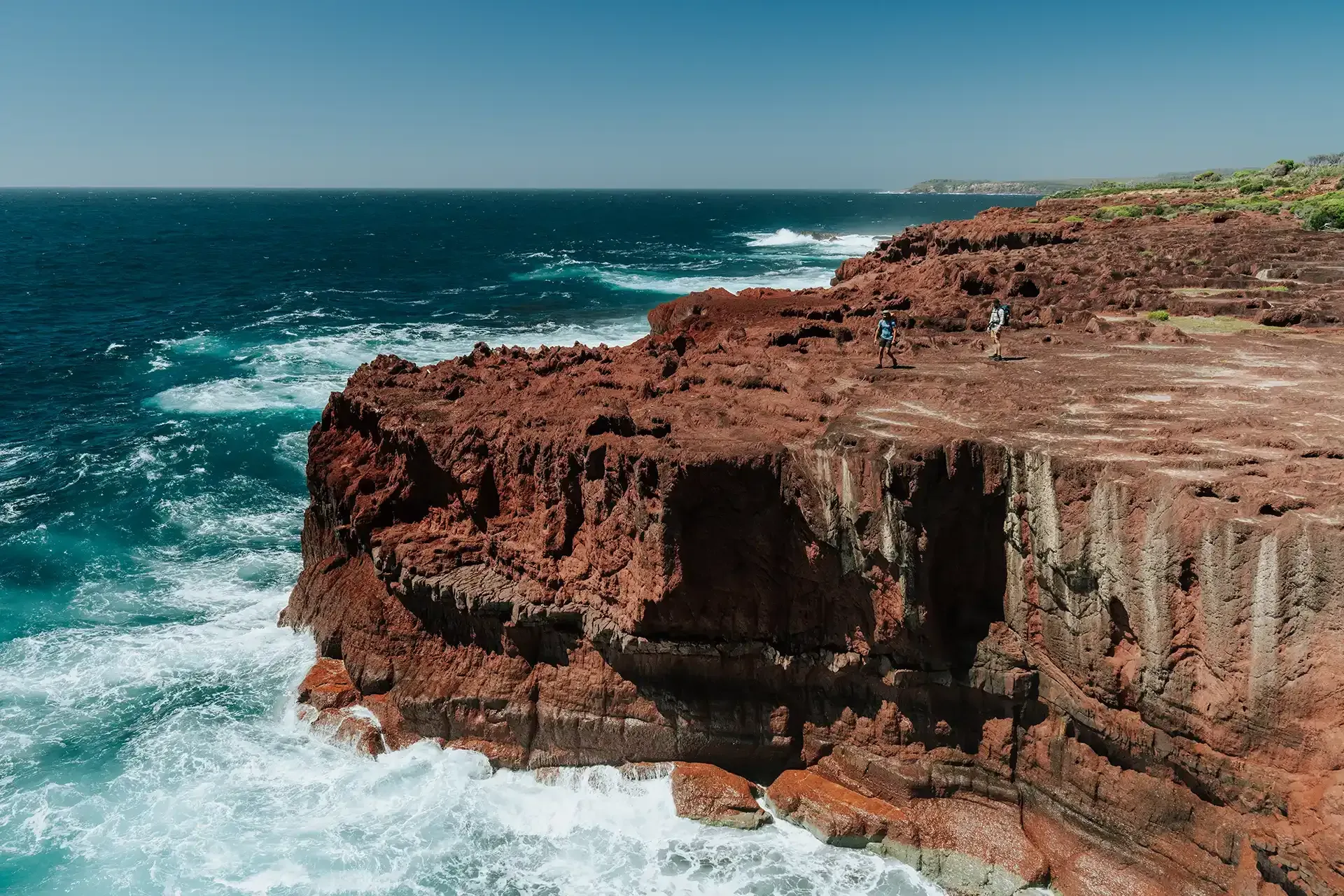 Devonian red rock on the Light to Light walk