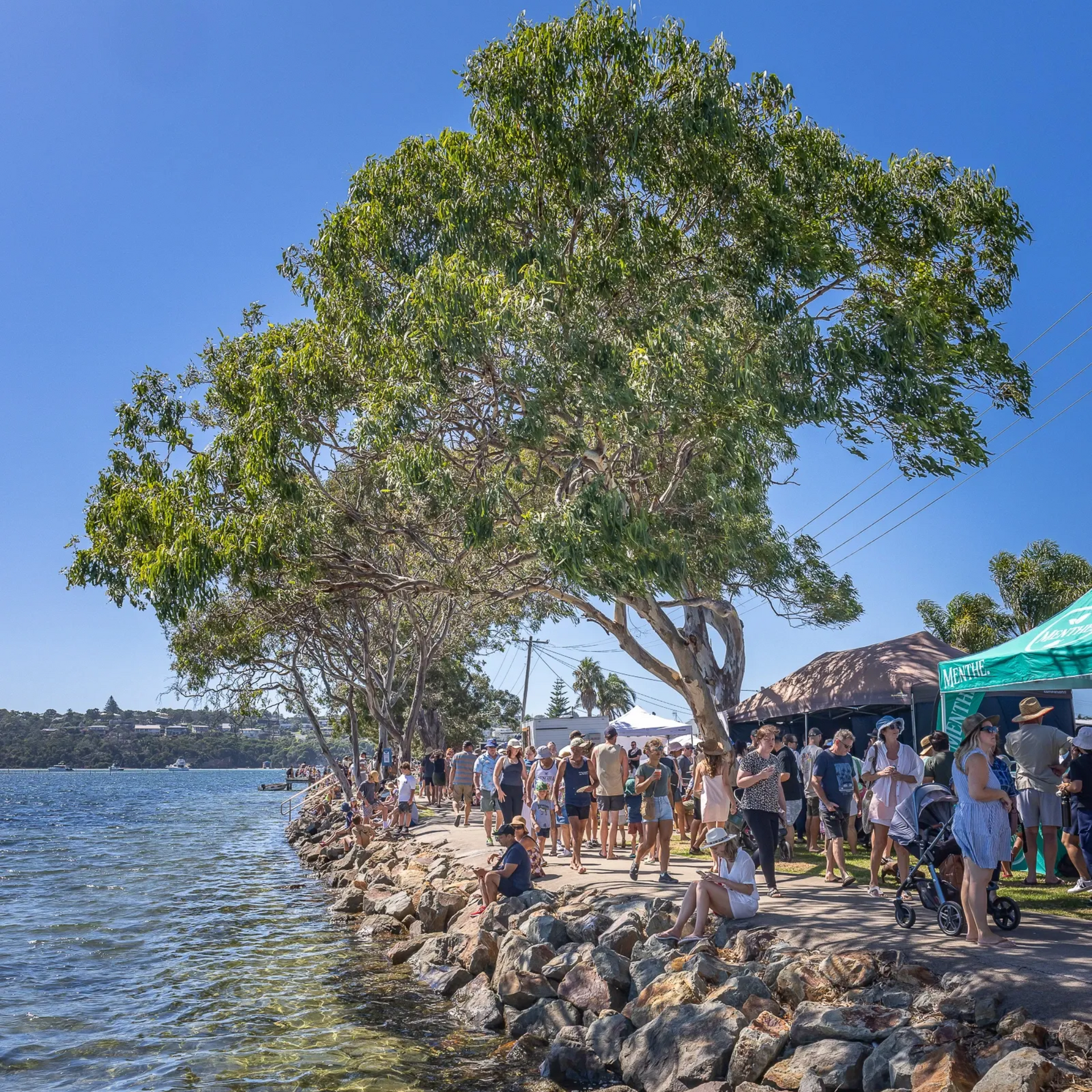 Eat Merimbula Festival on the lake edge on the Sapphire Coast with food stalls, local producers, gin and breweries at this food event