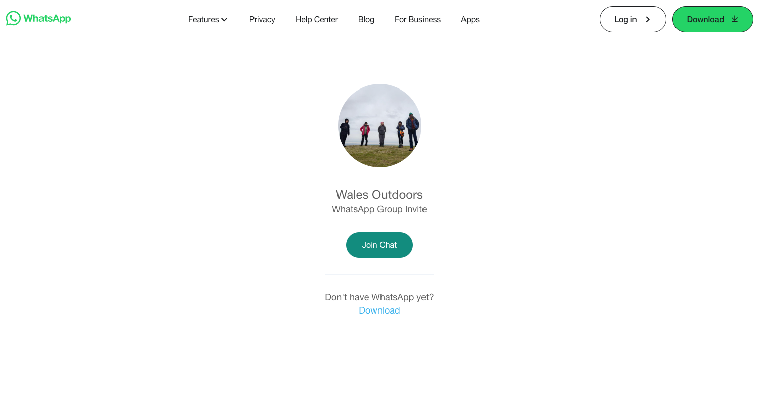 a screenshot of the wales outdoors buy me a coffee page showing hikers on a hill in wales