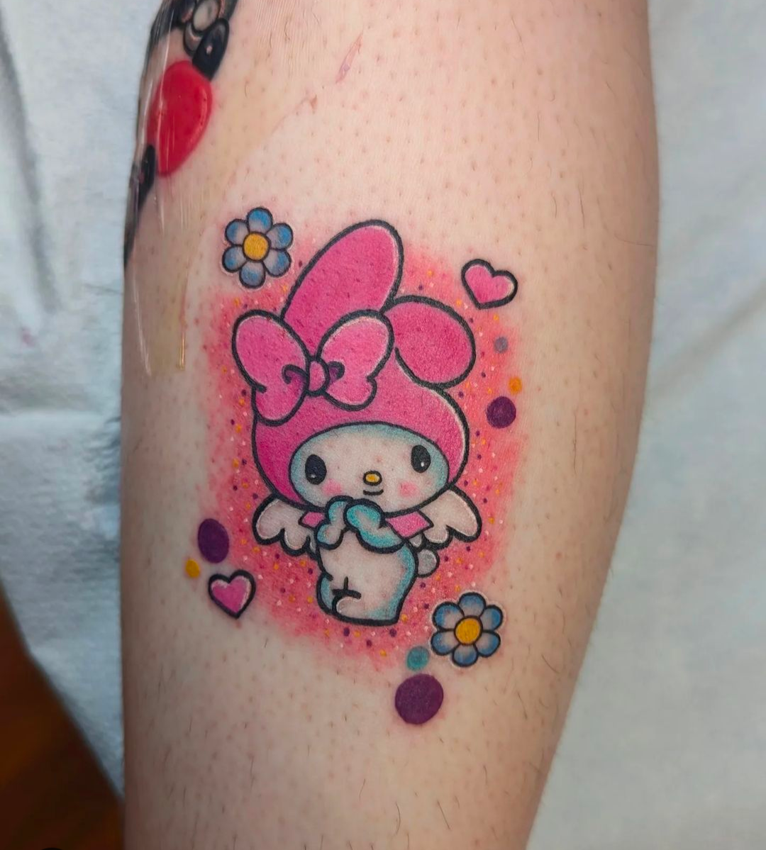 A person has a tattoo of my melody on their leg.