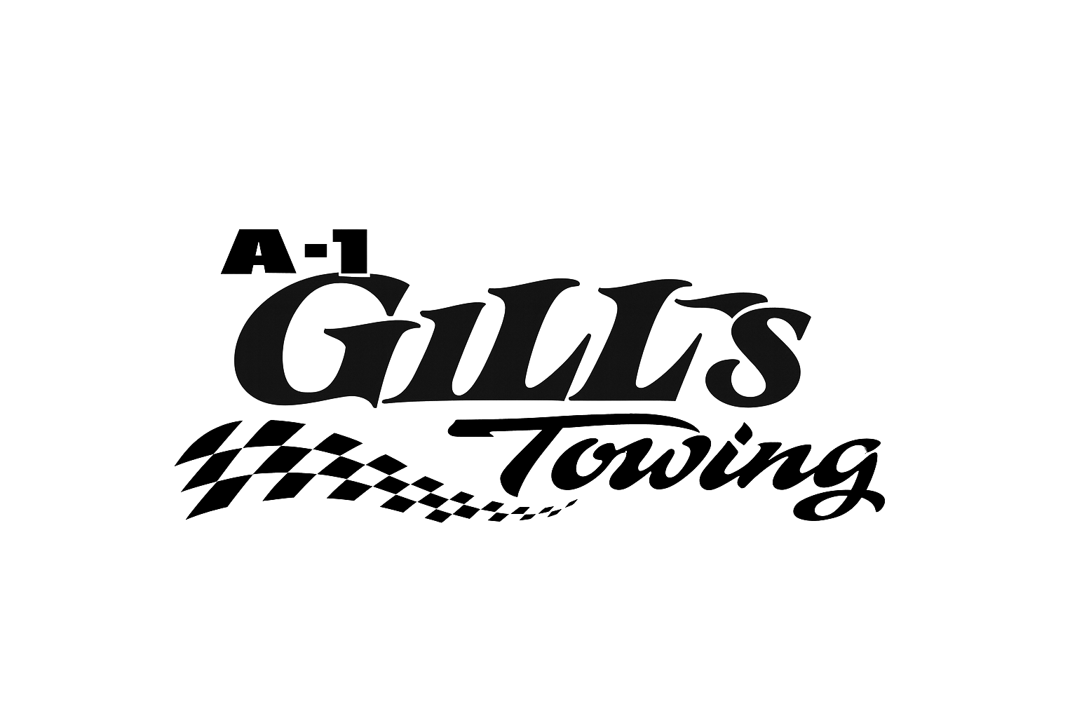A-1 Gill's Towing logo with text and checkered flag design.