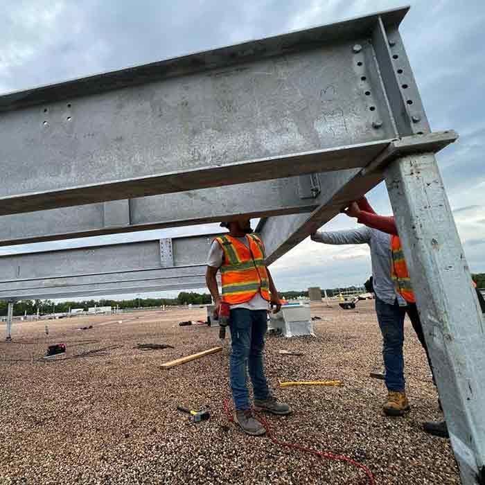 Steel Erectors Are Erecting Galvanized Structural Steel Framing