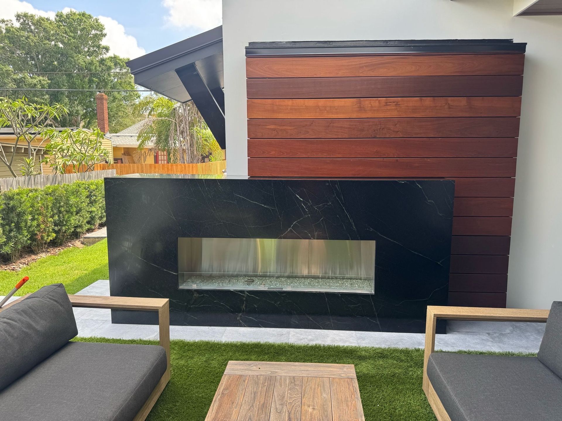 There is a large island in the middle of the kitchen.