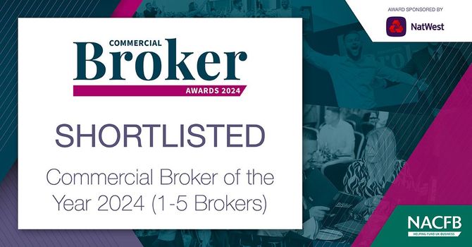 A poster that says broker shortlisted commercial broker of the year 2024