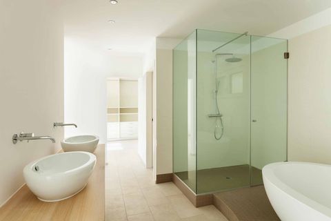 modern bathroom glass shower stall