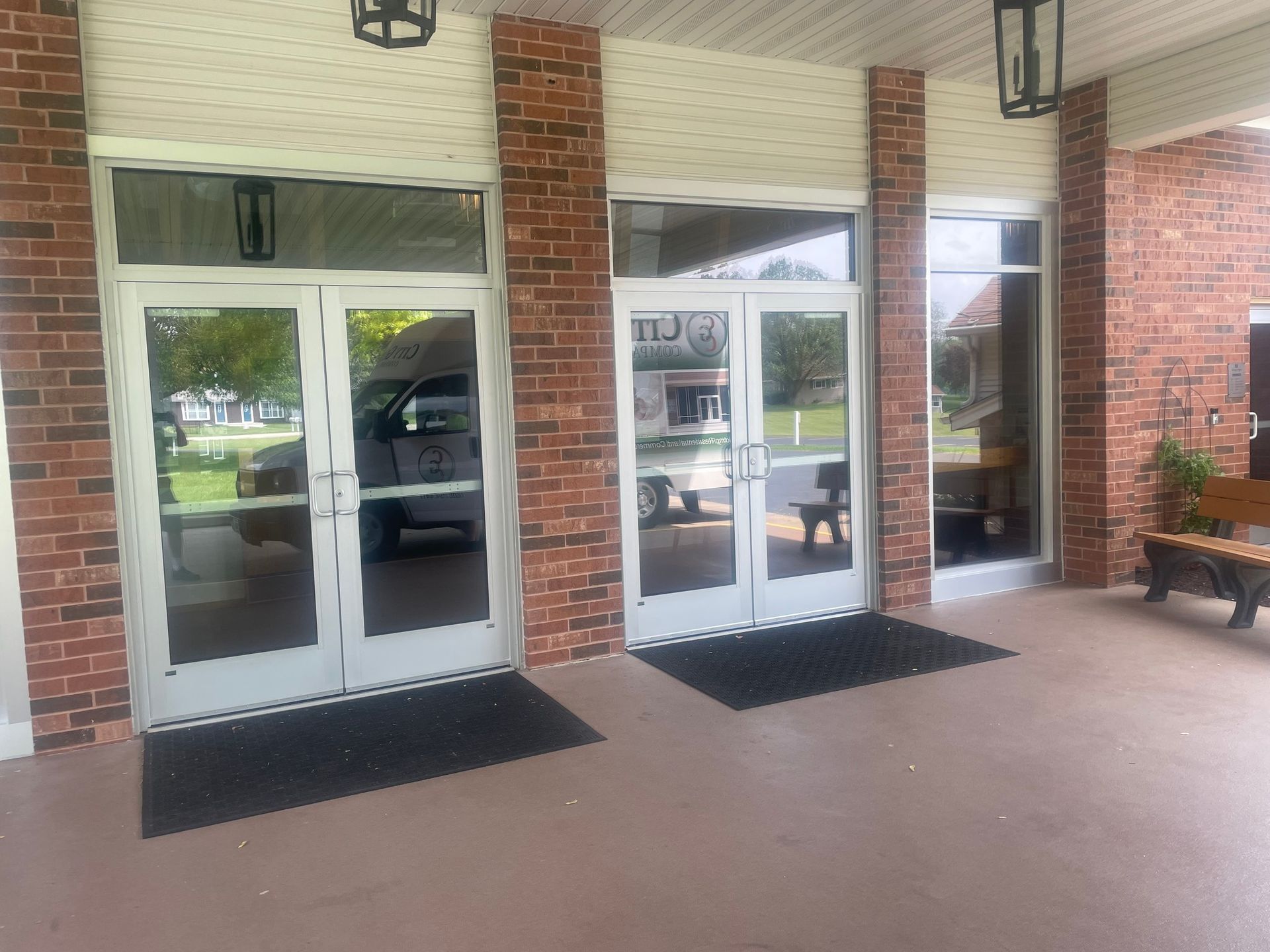 newly installed commercial entry doors in Janesville, Wisconsin