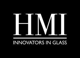 The logo for hmi innovators in glass is on a black background.