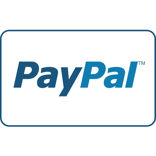 A blue and white paypal logo on a white background.