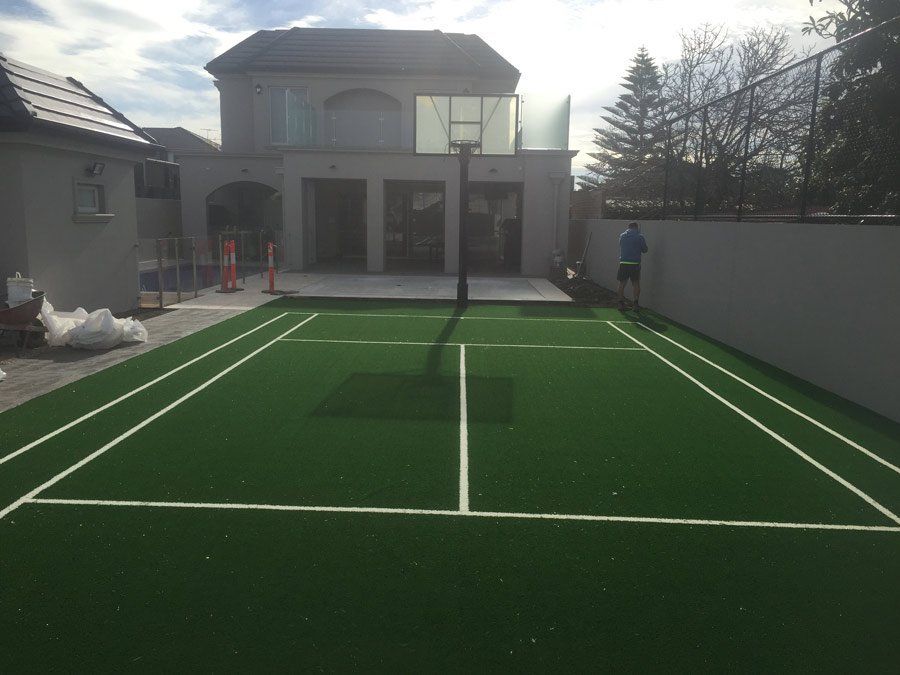 sport court behind house