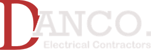 Logo for DANCO Electrical Contractors. Red
