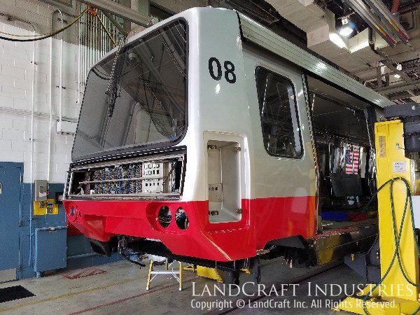 Repaired and refinished Ohare Airport trolley car