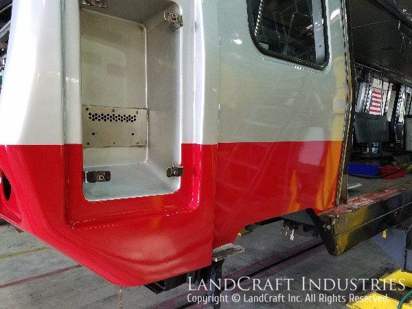 Repaired and refinished Ohare Airport trolley car