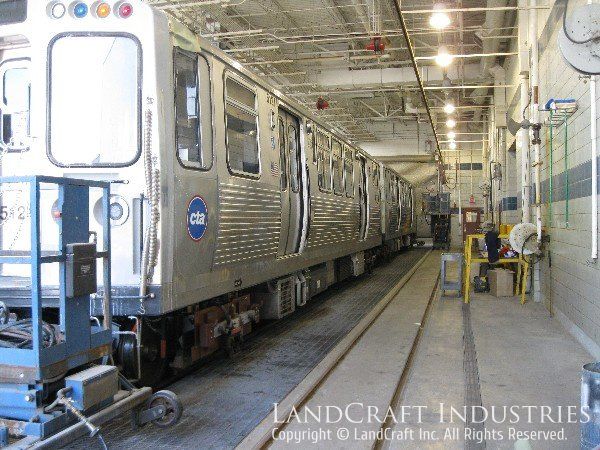 Fiberglass repaired and refinished on a CTA train car