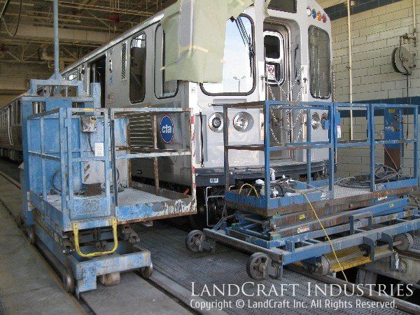 CTA train car in the fiberglass repair process