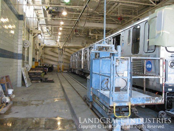 CTA train car in the fiberglass repair process