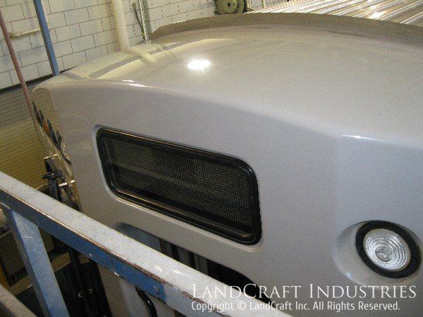 Fiberglass repaired and refinished on a CTA train car