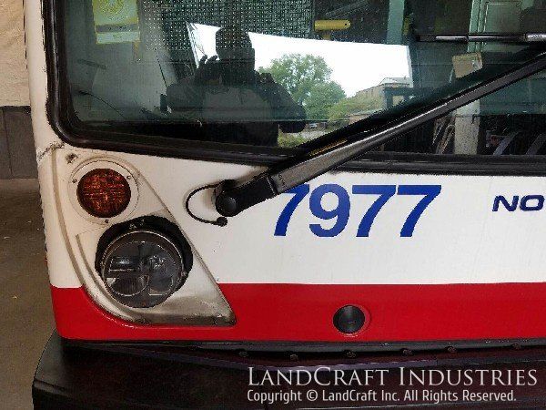 CTA bus with front end fiberglass body damage