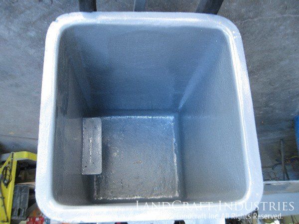 Repaired fiberglass damage on a boom lift bucket