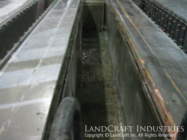 Industrial dipping tank with a new fiberglass lining installed