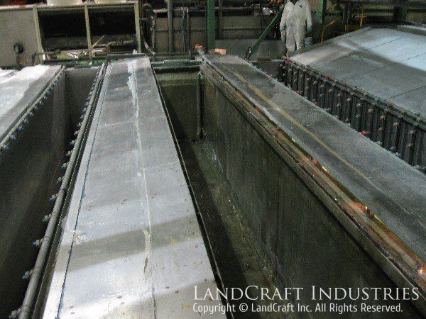 Industrial dipping tank with a new fiberglass lining installed