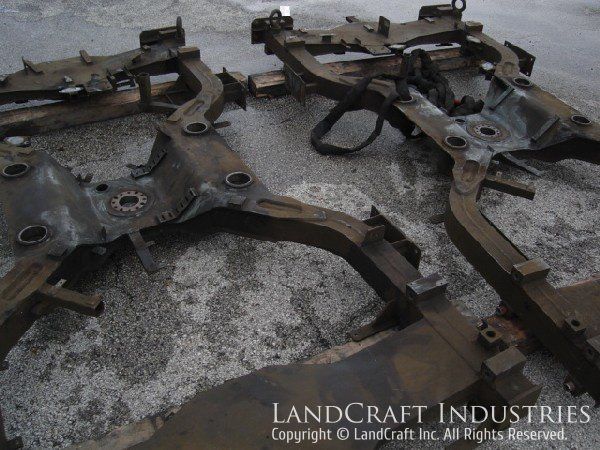 Sandblasted trolley car bolster frames