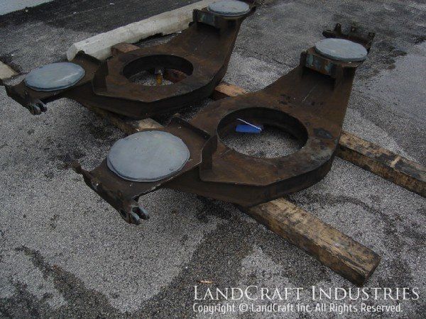 Sandblasted trolley car bolster frames