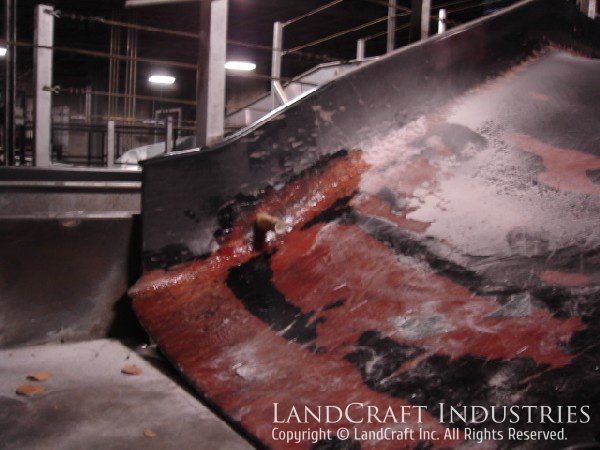 Damaged fiberglass package chute