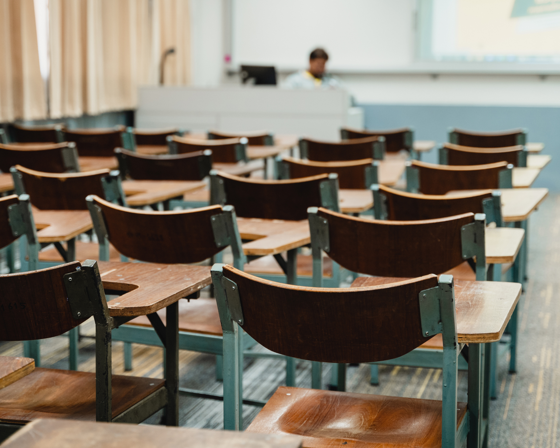 classroom of empty chairs