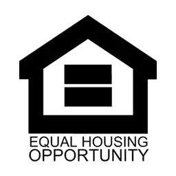 Black and white Equal Housing Opportunity symbol: house shape with equal sign inside, text at the bottom.