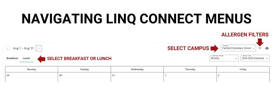 navigating linq connect menus