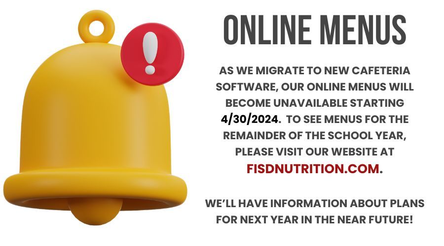 Online menus unavailable after April 30, 2024.