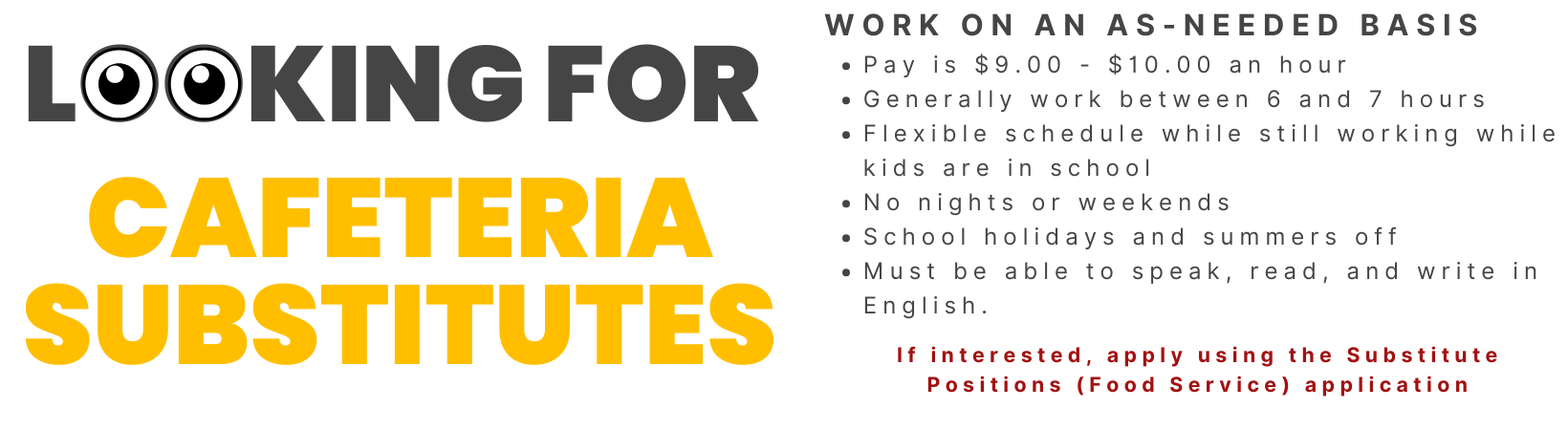 looking for cafeteria substitutes