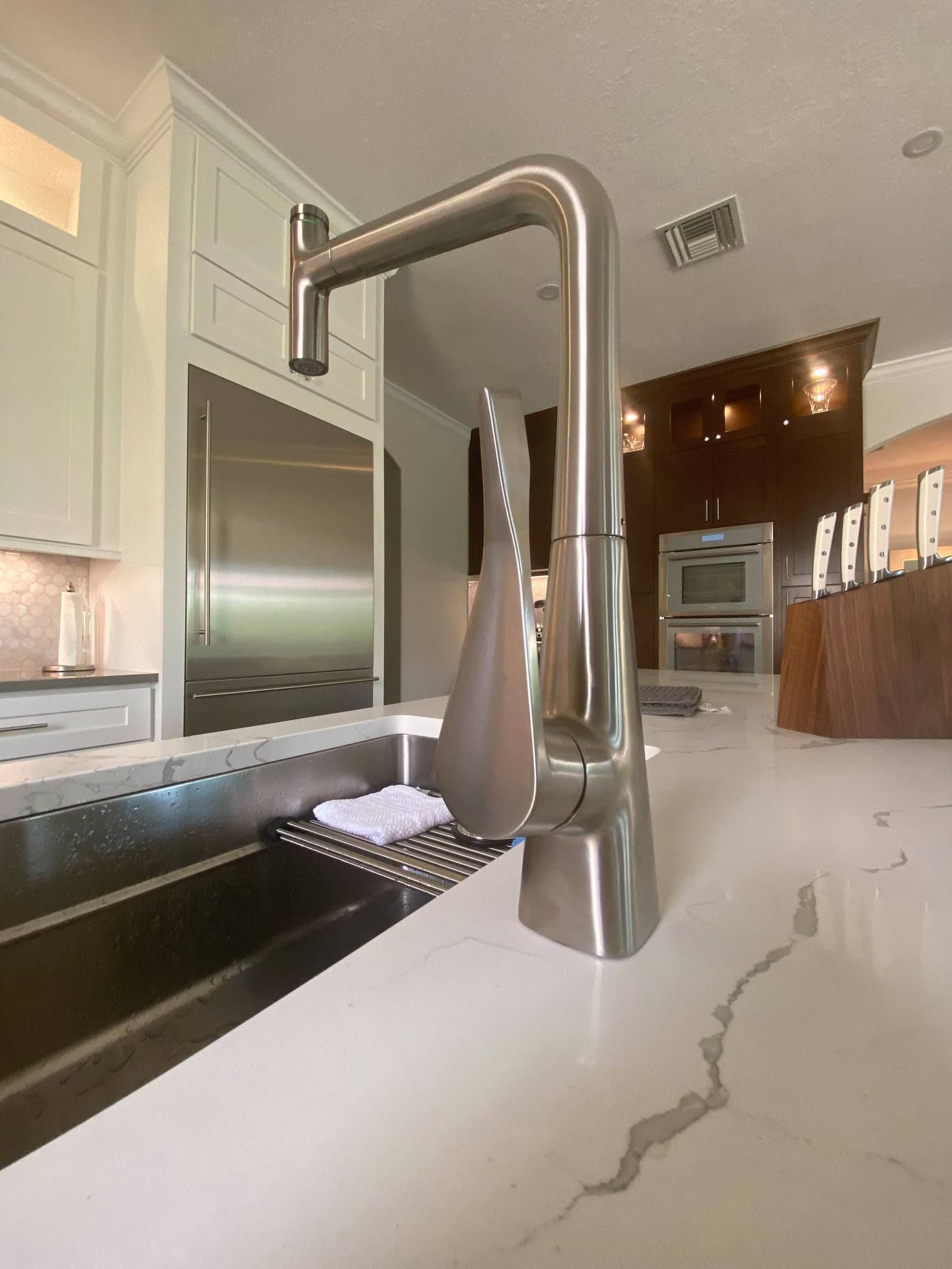 This Hansgrohe Metris kitchen faucet really became the center piece of this custom kitchen remodel