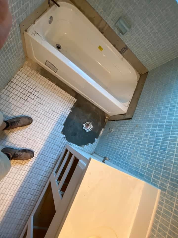 redrained by removing a tub and cutting the driveway all the homeowners have to do is have someone patch up the tile