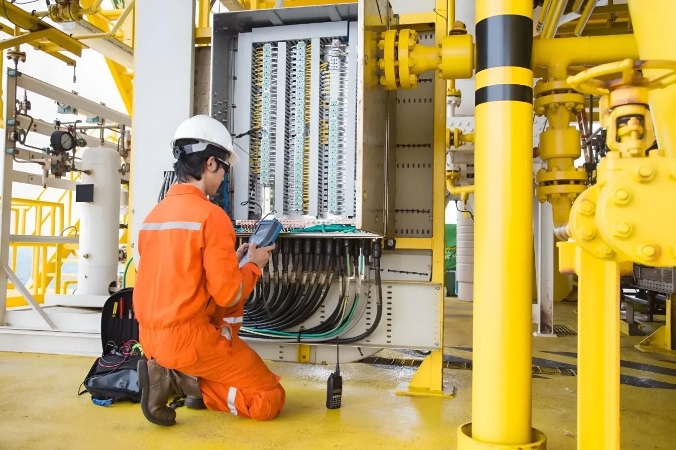 A Technician Working on Electrical Control Panel
