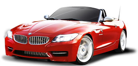 A red bmw z4 roadster is shown on a white background.