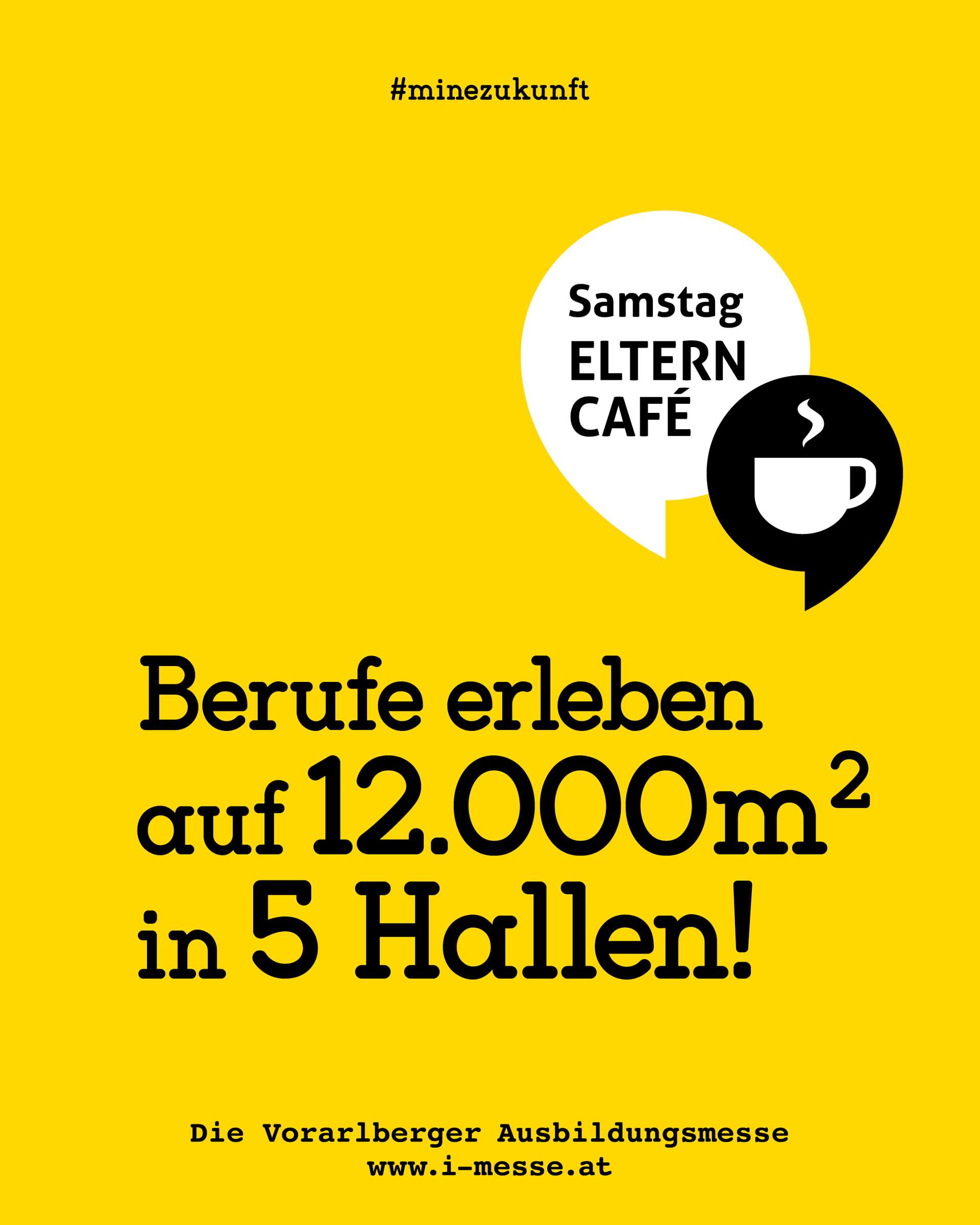 Young woman reads a flyer at an education event, purple wall reads 