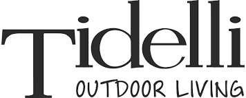 O logotipo da vida ao ar livre Tidelli é preto e branco.