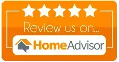 A review us on home advisor badge with five stars. A review us on home advisor badge with five stars.